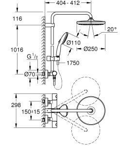 Термостатна душ колона GROHE TEMPESTA SYSTEM 250 26670001