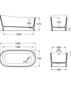 Roca Свободностояща вана от Stonex® MAUI ROUND A248499000/170880 150*70см.