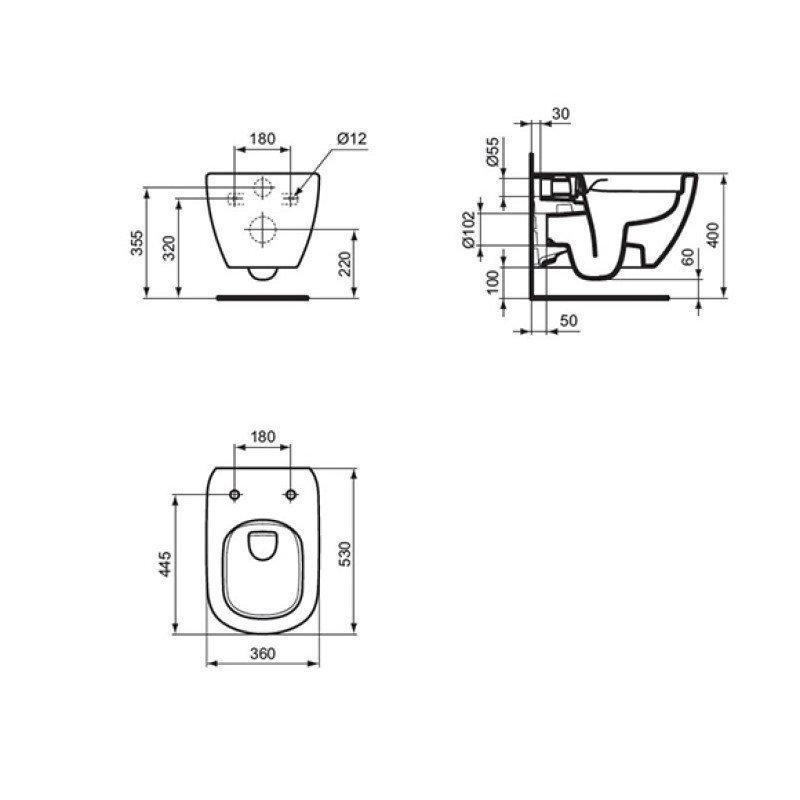 Конзолна тоалетна чиния с капак TESI без ринг T493201 + T552101 - Image 3