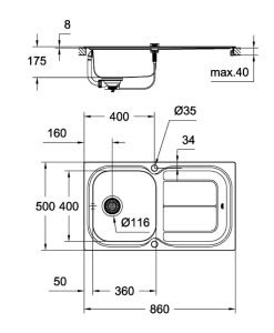 GROHE K300 мивка от неръждаема стомана с отцедник 31563SD0