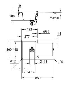 GROHE K500 кухненска композитна мивка с отцедник 31644AT0