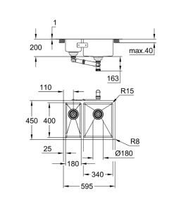 GROHE K700U кухненска мивка с две корита UNDERMOUNT 31576SD1