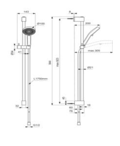 IDEAL STANDARD душ комплект IDEALRAIN BE414XG
