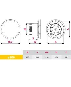 Вентилатор за баня за таванен монтаж Awenta Trox WXT100CZ