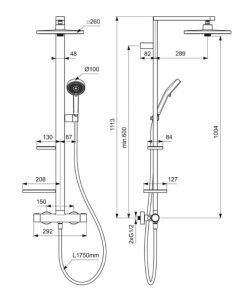 IDEAL STANDARD душ система с термостатен смесител CERATHERM ALU+BE210SI
