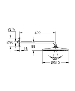 GROHE RAINSHOWER MONO 310  комплект душ пита със стенно рамо 26558GN0 Brushed Cool Sunrise