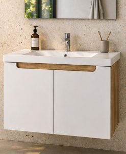 PVC шкаф за баня с врати ATRIA 80см. дървесен