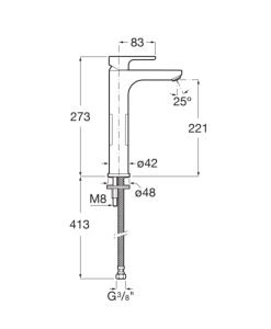 Висок XL смесител за умивалник Roca L20  A5A3H09NB0 Matt Black