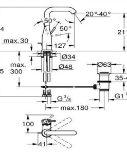 GROHE СМЕСИТЕЛ ЗА УМИВАЛНИК С ИЗПРАЗНИТЕЛ ESSENCE CRAFTED LEVER L-РАЗМЕР 24174GF1